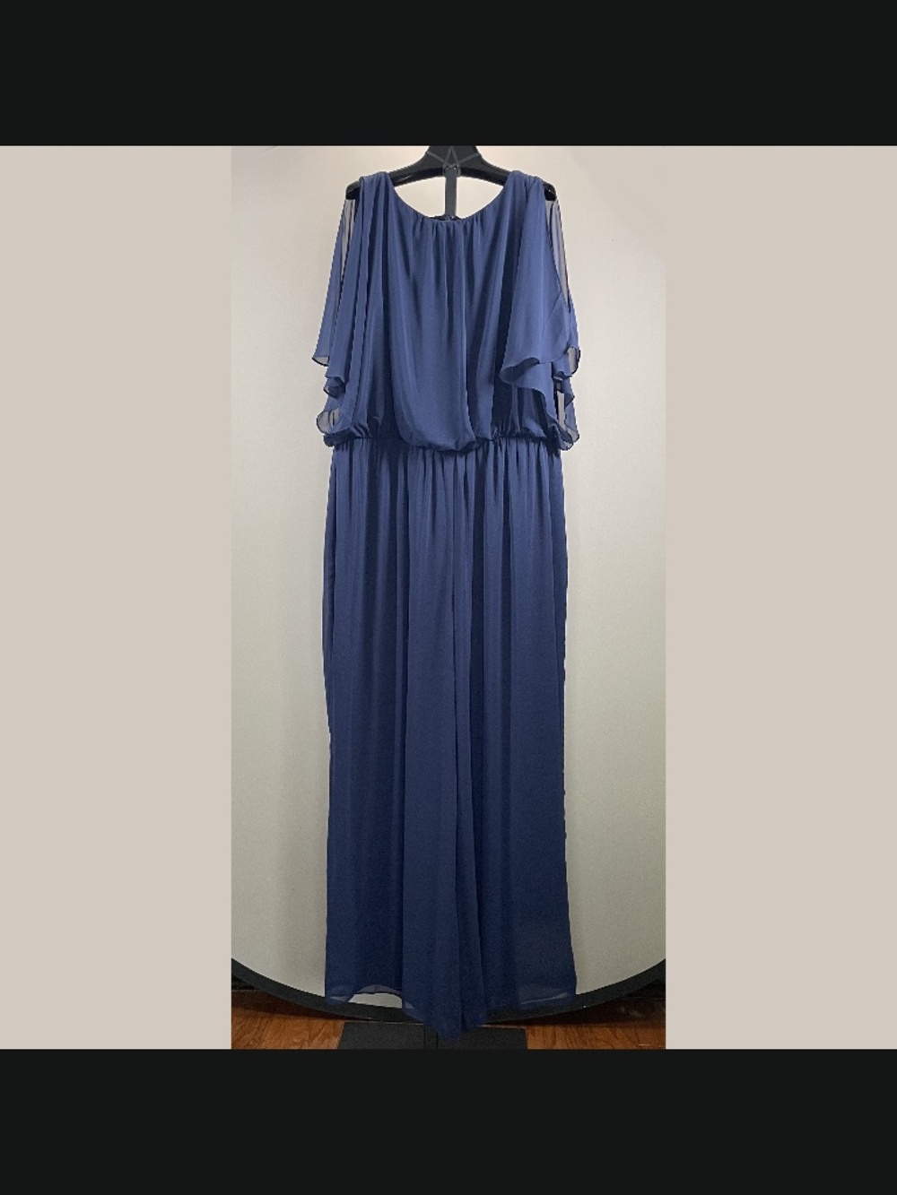 NEW Marina Jumpsuit Womens 20 w blue chiffon wide leg cocktail